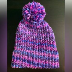 New Handmade Knit Beanie- Purple/Pink
